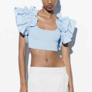 Zara Contrasting Ruffled Top